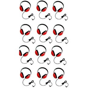 Califone 2800-RD Listening First Stereo Headphones for Kids Bundle (Red) (12 Items)