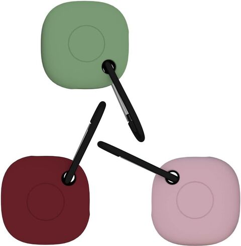 Soft Silicone Cover Case with Key Ring Keychain Clip Compatible with Sam sung Galaxy SmartTags,3 Pack, Pink/Ice Green/Wine Red in Saudi Arabia