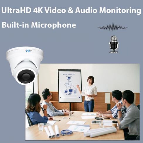 نظام كاميرا GW Security 16 قناة 4K NVR 8MP AI للكشف عن الإنسان والمركبات مع ميكروفون 16 UHD 4K 2160P PoE خارجي/داخلي مقاوم للماء IP Security Turret (أبيض) in Kuwait