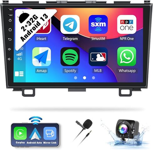 SIXWIN 2G+32G Android Car Stereo for Honda CRV 2007-2011 with CarPlay Android Auto Mirror Link 26UI 9 Inch Touch Screen Car Radio Bluetooth GPS Navigation WiFi HiFi FM Radio SWC Backup Camera in Saudi Arabia