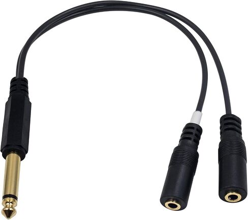 Duttek 6.35mm to 3.5mm Headphone Jack Adapter Cable, Gold-plated 2X 3.5mm 1/8 Inch Male Jack Socket to 6.35mm 1/4 Inch Female Plug Mono Audio Y Splitter Cable 25CM/10 Inch in Saudi Arabia