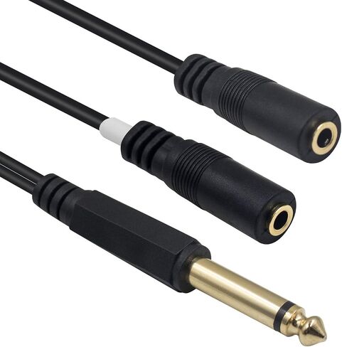 Duttek 6.35mm to 3.5mm Headphone Jack Adapter Cable, Gold-plated 2X 3.5mm 1/8 Inch Male Jack Socket to 6.35mm 1/4 Inch Female Plug Mono Audio Y Splitter Cable 25CM/10 Inch in Saudi Arabia