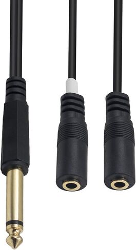 Duttek 6.35mm to 3.5mm Headphone Jack Adapter Cable, Gold-plated 2X 3.5mm 1/8 Inch Male Jack Socket to 6.35mm 1/4 Inch Female Plug Mono Audio Y Splitter Cable 25CM/10 Inch in Saudi Arabia