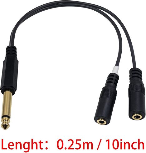Duttek 6.35mm to 3.5mm Headphone Jack Adapter Cable, Gold-plated 2X 3.5mm 1/8 Inch Male Jack Socket to 6.35mm 1/4 Inch Female Plug Mono Audio Y Splitter Cable 25CM/10 Inch in Saudi Arabia