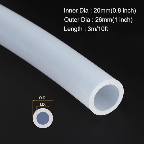 MECCANIXITY 10ft أنابيب مطاط السيليكون الشفاف 5/8 "ID أنبوب بلاستيكي خرطوم هواء مرن للتخمير وصنع النبيذ ومضخة سيفون، 16 مم × 20 مم، مع 2 قطعة مشابك in Saudi Arabia
