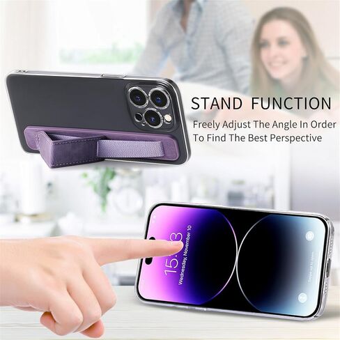 Phone Strap Grip Cell Phone Holder, Wrist Band Telescopic Phone Finger Strap Stand, Phone Case Accessories, Universal Finger Kickstand for Most Smartphone (Brown) in Kuwait