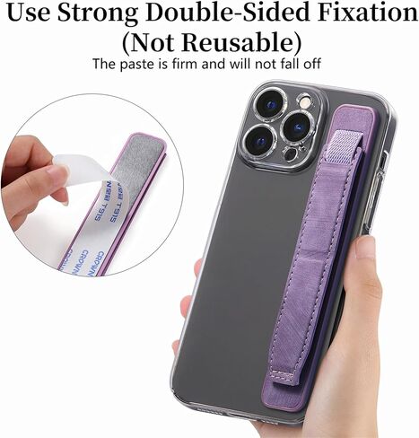 Phone Strap Grip Cell Phone Holder, Wrist Band Telescopic Phone Finger Strap Stand, Phone Case Accessories, Universal Finger Kickstand for Most Smartphone (Brown) in Kuwait