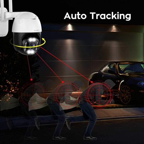 كاميرا أمان لاسلكية xmartO 2K ذات دوران تلقائي، تعمل بالواي فاي، صوت ثنائي الاتجاه، رؤية ليلية ملونة، صفارة إنذار تلقائية، IP66، بطاقة SD، NVR والتخزين السحابي (DT3034، تعمل مع Alexa) in Kuwait