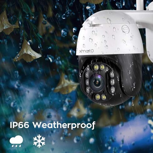 كاميرا أمان لاسلكية xmartO 2K ذات دوران تلقائي، تعمل بالواي فاي، صوت ثنائي الاتجاه، رؤية ليلية ملونة، صفارة إنذار تلقائية، IP66، بطاقة SD، NVR والتخزين السحابي (DT3034، تعمل مع Alexa) in Kuwait