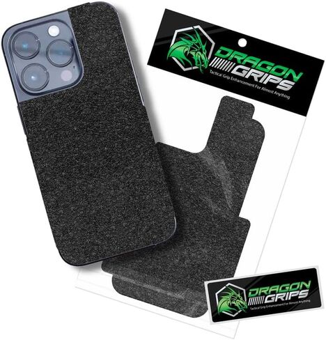 Dragon Grips Cell Phone Grip Tape Stickers Compatible with iPhone 12 Pro, Textured Rubber Grip Tape, Non-Slip Grip Stickers for iPhone, Waterproof iPhone Grip Tape with Magsafe Charging Enabled Black in Kuwait