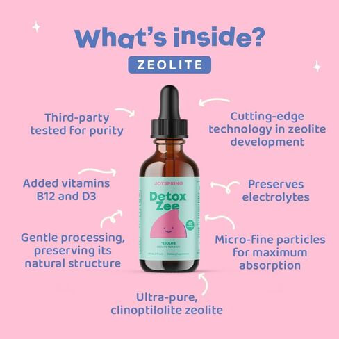 JoySpring Zeolite for Kids - Zeolite Drops Kids Will Love - Berry Flavored Zeolite Kids Will Love - Fortified with Vitamin D3 - Zeolite for Urban Life, Gut Support & Speech - 30 Day Supply in Saudi Arabia