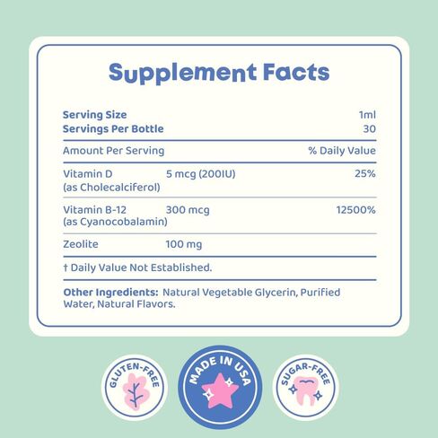 JoySpring Zeolite for Kids - Zeolite Drops Kids Will Love - Berry Flavored Zeolite Kids Will Love - Fortified with Vitamin D3 - Zeolite for Urban Life, Gut Support & Speech - 30 Day Supply in Saudi Arabia