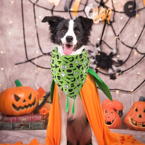 4pcs Halloween Dog Bandana, Cute Halloween Dog Scarf Triangle Dog Bandanas Pumpkin Bat Halloween Pet Bandana for Large Medium Small Dogs Cats (Style 2) in Saudi Arabia