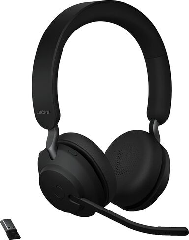 Jabra Evolve2 65 UC Wireless Headset with Link380a, Mono, Black – Wireless Bluetooth Headset for Calls and Music, 37 Hours of Battery Life, Passive Noise Cancelling Headphones in Kuwait