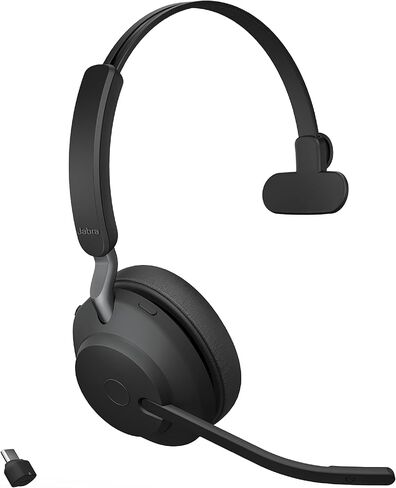 Jabra Evolve2 65 MS Wireless Headset with Link380a, Mono, Black – Wireless Bluetooth Headset for Calls and Music, 37 Hours of Battery Life, Passive Noise Cancelling Headphones in Saudi Arabia