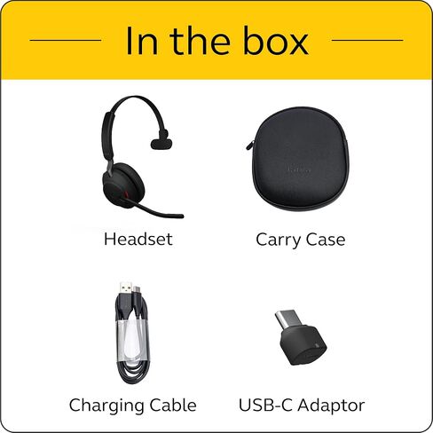Jabra Evolve2 65 MS Wireless Headset with Link380a, Mono, Black – Wireless Bluetooth Headset for Calls and Music, 37 Hours of Battery Life, Passive Noise Cancelling Headphones in Saudi Arabia