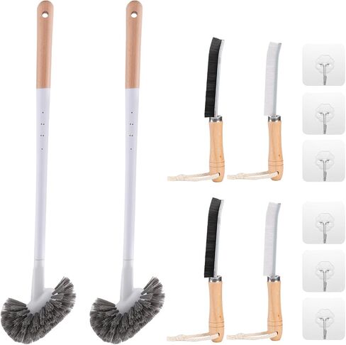 Curved Toilet Bowl Brush and Crevice Cleaning Brushes Set, Bathroom Cleaning Scrub Brush with Long Handle, Toilet Scrubber Brush with Small Gap Brushes Kit for Household Deep Cleaning (3 PCS) in Saudi Arabia
