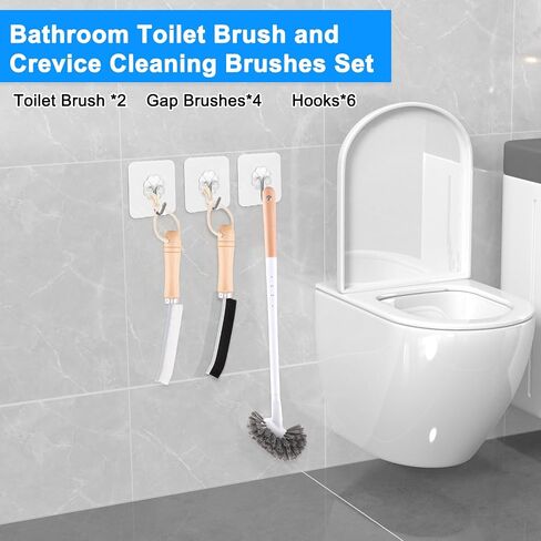 Curved Toilet Bowl Brush and Crevice Cleaning Brushes Set, Bathroom Cleaning Scrub Brush with Long Handle, Toilet Scrubber Brush with Small Gap Brushes Kit for Household Deep Cleaning (3 PCS) in Saudi Arabia