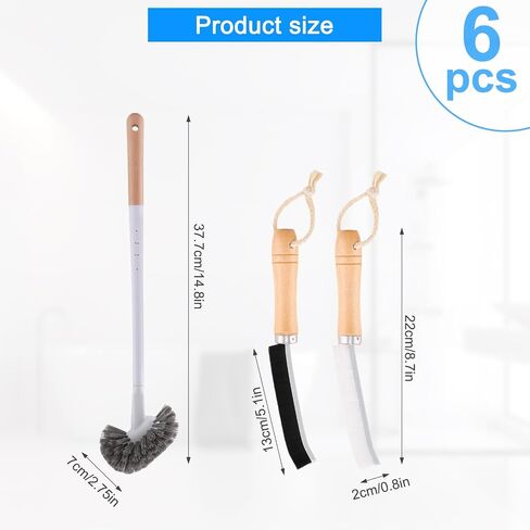Curved Toilet Bowl Brush and Crevice Cleaning Brushes Set, Bathroom Cleaning Scrub Brush with Long Handle, Toilet Scrubber Brush with Small Gap Brushes Kit for Household Deep Cleaning (3 PCS) in Saudi Arabia