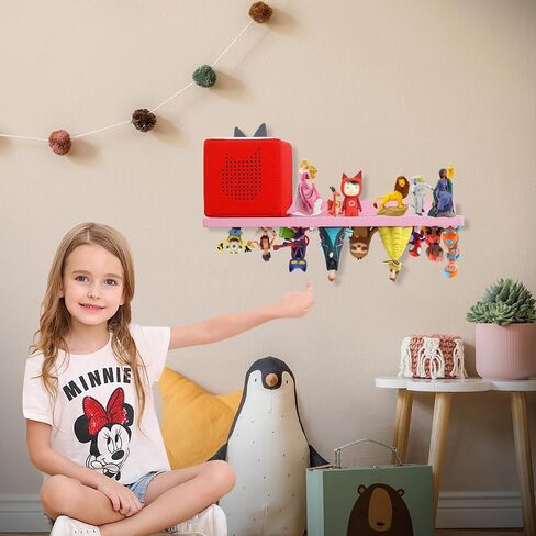 PHOENANCEE Magnetic Wall Shelf for Tonies Audio Play Character and Toniebox,Figures Floating Shelves Wooden for Tonie Storage Display,Compatible Charging Station for Children Kid's Room(3-Layered) in Saudi Arabia