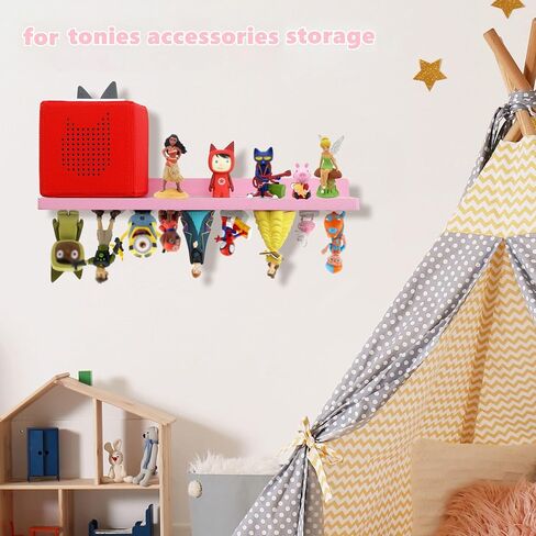 PHOENANCEE Magnetic Wall Shelf for Tonies Audio Play Character and Toniebox,Figures Floating Shelves Wooden for Tonie Storage Display,Compatible Charging Station for Children Kid's Room(3-Layered) in Saudi Arabia