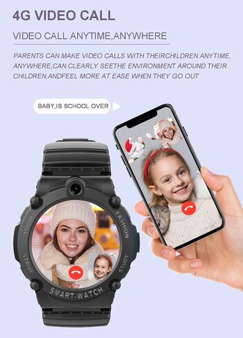 PTHTECHUS 4G Smart Watch Phone for Children - Kids Smartwatch with WiFi, Dail, Voice Messages & Video Calls, GPS Location, SOS, Camera and Pedometer for Boys Girl Present in Saudi Arabia