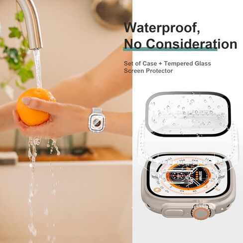 [3+3] Pack for Apple Watch Ultra 49mm Screen Protector Case, Haojavo 3 Pack Waterproof Face Cover Hard PC Protective Bumper Shell + 3 Pack Tempered Glass Film for iWatch Ultra 49mm Accessories in Saudi Arabia
