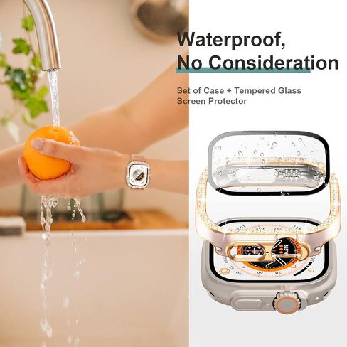 [3+3] Pack for Apple Watch Ultra 49mm Screen Protector Case, Haojavo 3 Pack Waterproof Face Cover Hard PC Protective Bumper Shell + 3 Pack Tempered Glass Film for iWatch Ultra 49mm Accessories in Saudi Arabia