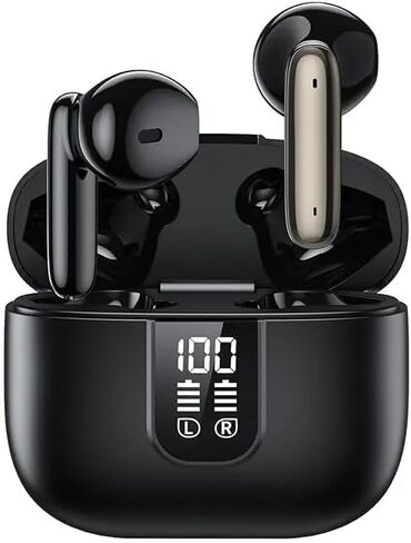 Wireless Earbuds Bluetooth 5.4, In-Ear buds With 6 Mic ANC+ENC Noise Cancelling, Earphones With Deep Bass Stereo,LED Power Display 35H Long Playtime IP7 Waterproof,Headphones for Android & iOS (Black) in Saudi Arabia