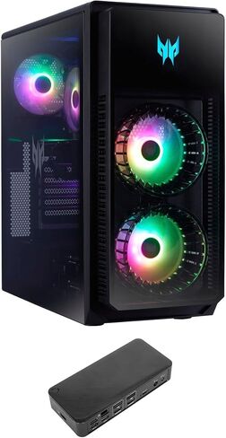كمبيوتر مكتبي للألعاب acer Predator Orion 5000 (Intel i7-14700F 20-Core، 64GB DDR5 4400MHz RAM، 128GB PCIe SSD + 2TB HDD (3.5)، GeForce RTX 4070 Super 12GB، WiFi، Bluetooth، Win 11 Pro) مع قاعدة توصيل USB-C in Saudi Arabia
