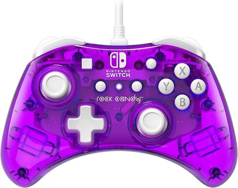 PDP Rock Candy Wired Gaming Switch Pro Controller - Blu-merang Blue / Clear - Licensed by Nintendo - OLED Compatible - Compact, Hard Transparent Plastic Travel Controller - Holiday & Birthday Gifts in Saudi Arabia