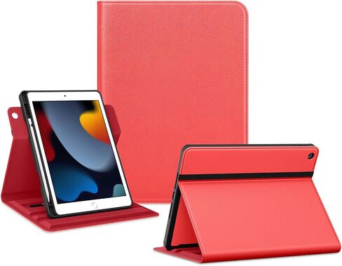 حافظة VIKESI الدوارة لجهاز iPad 9th / 8th / 7th Generation 10.2 بوصة (إصدار 2021/2020/2019)، غطاء جلدي ذكي مع حامل أقلام رصاص، حامل دوار 360 درجة، شريط يدوي، وشريط إغلاق - وردي in Kuwait