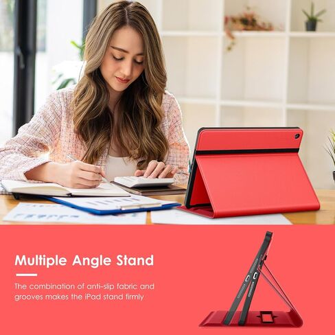 حافظة VIKESI الدوارة لجهاز iPad 9th / 8th / 7th Generation 10.2 بوصة (إصدار 2021/2020/2019)، غطاء جلدي ذكي مع حامل أقلام رصاص، حامل دوار 360 درجة، شريط يدوي، وشريط إغلاق - وردي in Kuwait