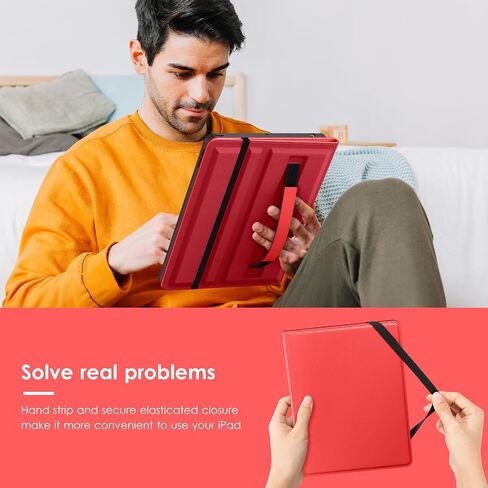 حافظة VIKESI الدوارة لجهاز iPad 9th / 8th / 7th Generation 10.2 بوصة (إصدار 2021/2020/2019)، غطاء جلدي ذكي مع حامل أقلام رصاص، حامل دوار 360 درجة، شريط يدوي، وشريط إغلاق - وردي in Kuwait