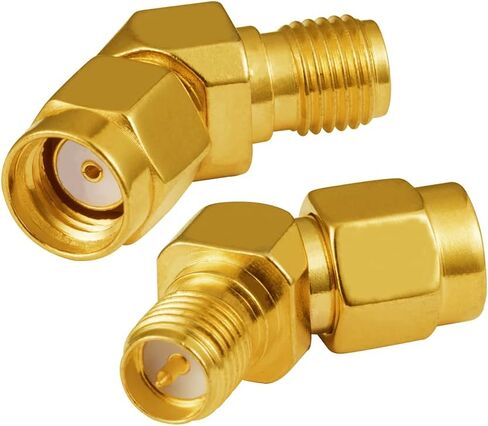 2PCS WiFi Adapter RP-SMA Male to Female Adapter Angle 135 ° RF Adapter for Coaxial Cable PCI Card WiFi Antenna Router Wireless WLAN Network 3G 4G in Kuwait