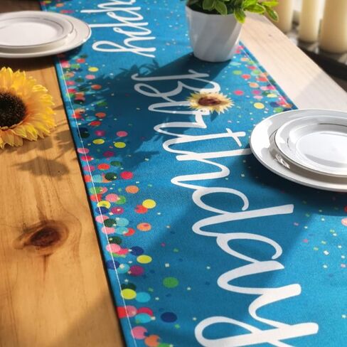Happy Birthday Table Runner, 13 x 72Inch Table Runner for Home Party Decor (Pink) in Saudi Arabia