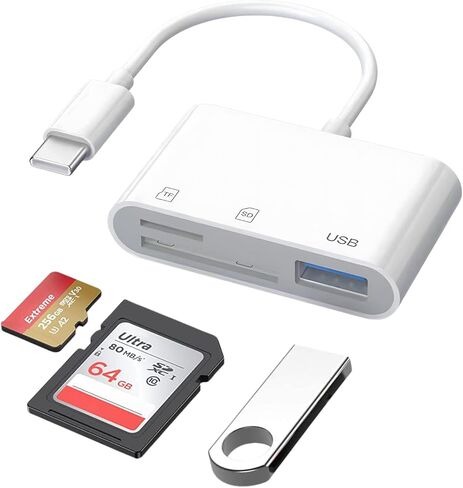 USB C to SD Card Reader, MacBook Air/Pro, USB C to Micro SD TF Memory Card Reader, SD Card Reader, 3 in 1 USB-C to Camera Memory Card Adapter with iPhone 15, Galaxy and More USB C Devices in Saudi Arabia