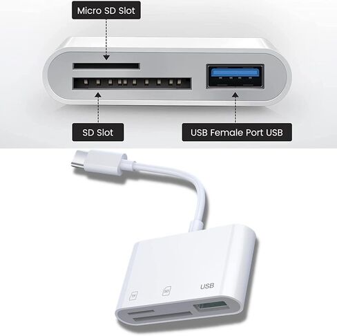 USB C to SD Card Reader, MacBook Air/Pro, USB C to Micro SD TF Memory Card Reader, SD Card Reader, 3 in 1 USB-C to Camera Memory Card Adapter with iPhone 15, Galaxy and More USB C Devices in Saudi Arabia