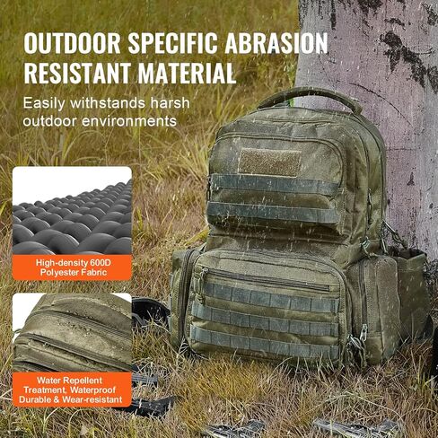 VEVOR Tactical Range Backpack Gun Backpack with 6 Independent Pistol Bags & 10 Magazine, Pistol Backpack for Hunting Shooting (Brown) in Saudi Arabia