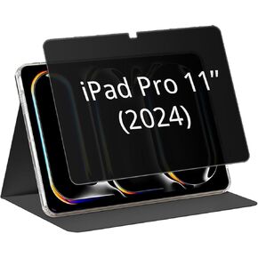 Privacy Screen Protector for iPad Pro 11 Inch (2024) Tempered Glass, Anti-Spy 9H Hardness Anti Blue Anti-Scratch Case Friendly, Compatible with Apple pencil & Face ID