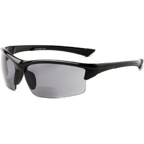 Sport & Wrap-Around Bifocal Reading Sunglasses in Glossy Black with Smoke Lenses by Readers.com | The Roster | +1.50