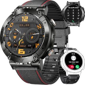 Military Smart Watches for Men(Answer/Call) 1.32'' Rugged Outdoor Smartwatch Health Fitness Tracker with Heart Rate Monitor Tactical Pedometer Smart Watch for Android iOS Phones