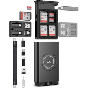 High-Speed SD/TF Card Reader with Cable Card SD Card Holder, Multi Charging with USB-C 3.1 Gen 2 Cable with USB-A & Light & Micro USB and OTG Adapter Convertor Kit, SD/TF Case for Travel or Outdoor