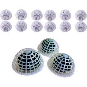 12PCS Aquarium Decorative Balls, Half Sephere, Extra Large 80mm, Shrimp Cylinder, Clear Ornaments, Moss Ball Holder, Large Moss Ball Holder Plastic
