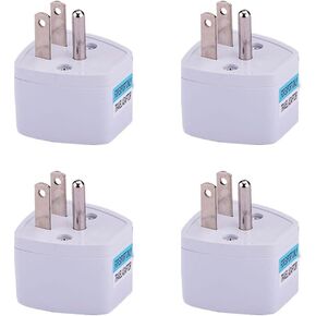 4PCS European to US Plug Adapter, AU/EU to US/JP Power Plug Adapter USA Travel Adapter Plug Converter, Universal Power Travel Plug Adapter Converting from EU/UK/CN/AU/JP to USA