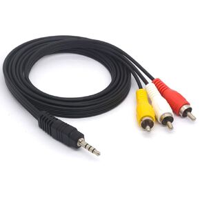 3.5 to 3RCA Cable, 3.5mm TRRS Male to 3 RCA Male Plug Stereo Extension Splitter Cord Camcorder Audio Video A/V AUX Lead 1.5meter