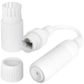 2PCS Outdoor Waterproof Connector with Cable IP67 Network Cable Straight Through Header Network Pair Connector RJ45 Monitor Extender for Power Supply Network Communication Equipment White
