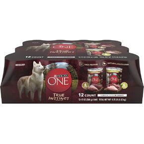 Purina ONE High Protein Wet Dog Food True Instinct Tender Cuts in Dog Food Gravy with Real Beef and Bison - (12) 13 oz. Cans