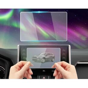 Tempered Glass Screen Protector Foil Compatible with 2022 2021-2015 Toyota RAV4 LE XLE & Hybrid LE/SE/XLE 7 Inch GPS Infotainment Touchscreen Accessories Protective Film 9H Anti-Fingerprint