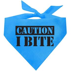 Caution I Bite Dog Bandana (Orange, OS 836)